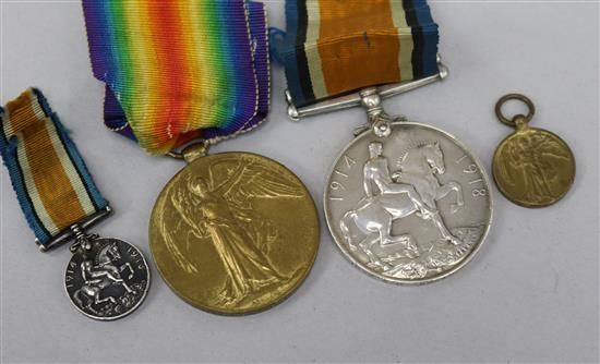 A group of British 1914/18 war medals and miniatures